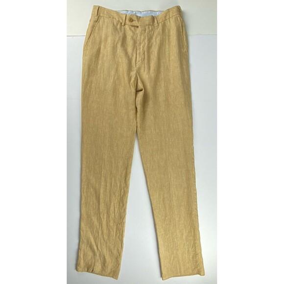 NWT! Vestium Officina Pants 34 Made in Italy 100% Linen Dress Pants Khaki